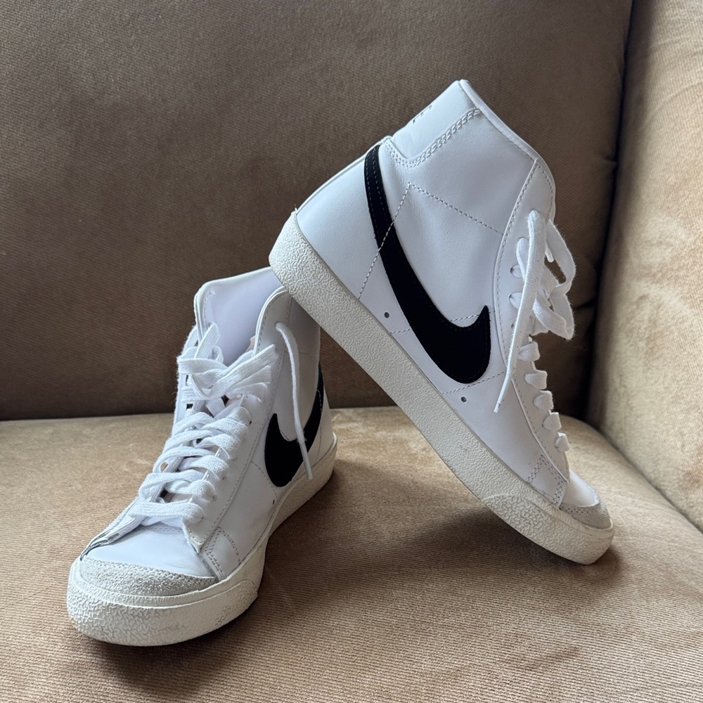 Nike White High-Tops with Black Logo